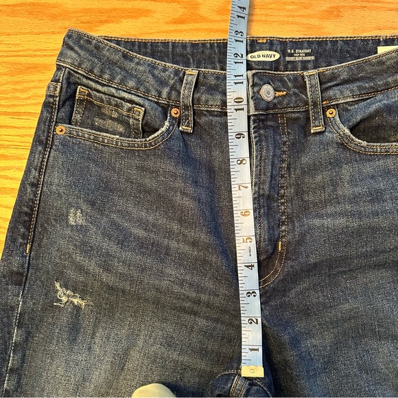 NWT Old Navy O.G. Straight High Rise Distressed Blue Jeans Margdes 10 - Picture 14 of 15